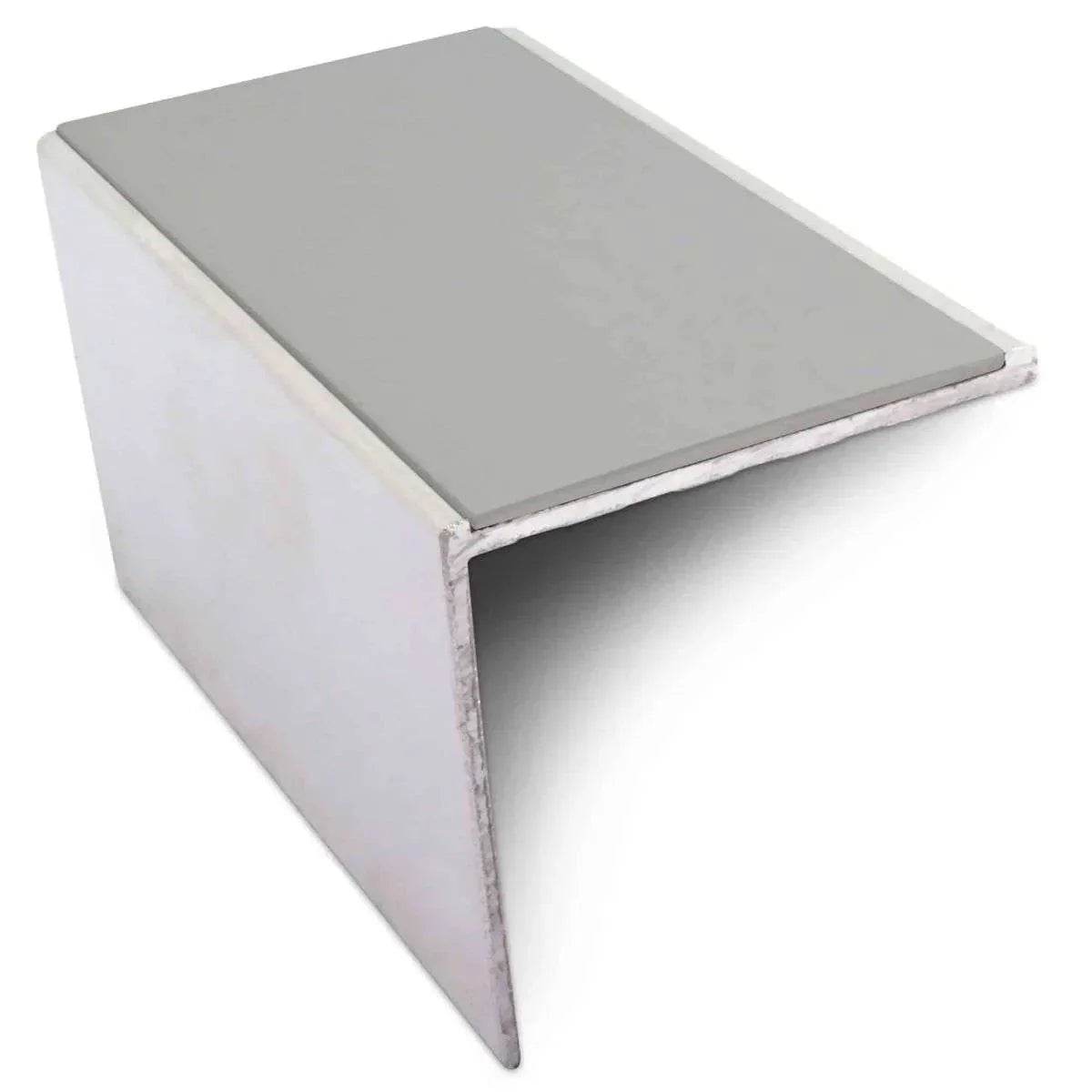  - NSL19 56 x 55mm DDA Compliant Aluminium Non Slip Stair Nosing Edge Trim With Pvc Insert - Aluminium