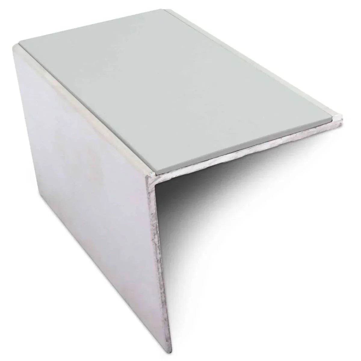  - NSL19 56 x 55mm DDA Compliant Aluminium Non Slip Stair Nosing Edge Trim With Pvc Insert - Aluminium