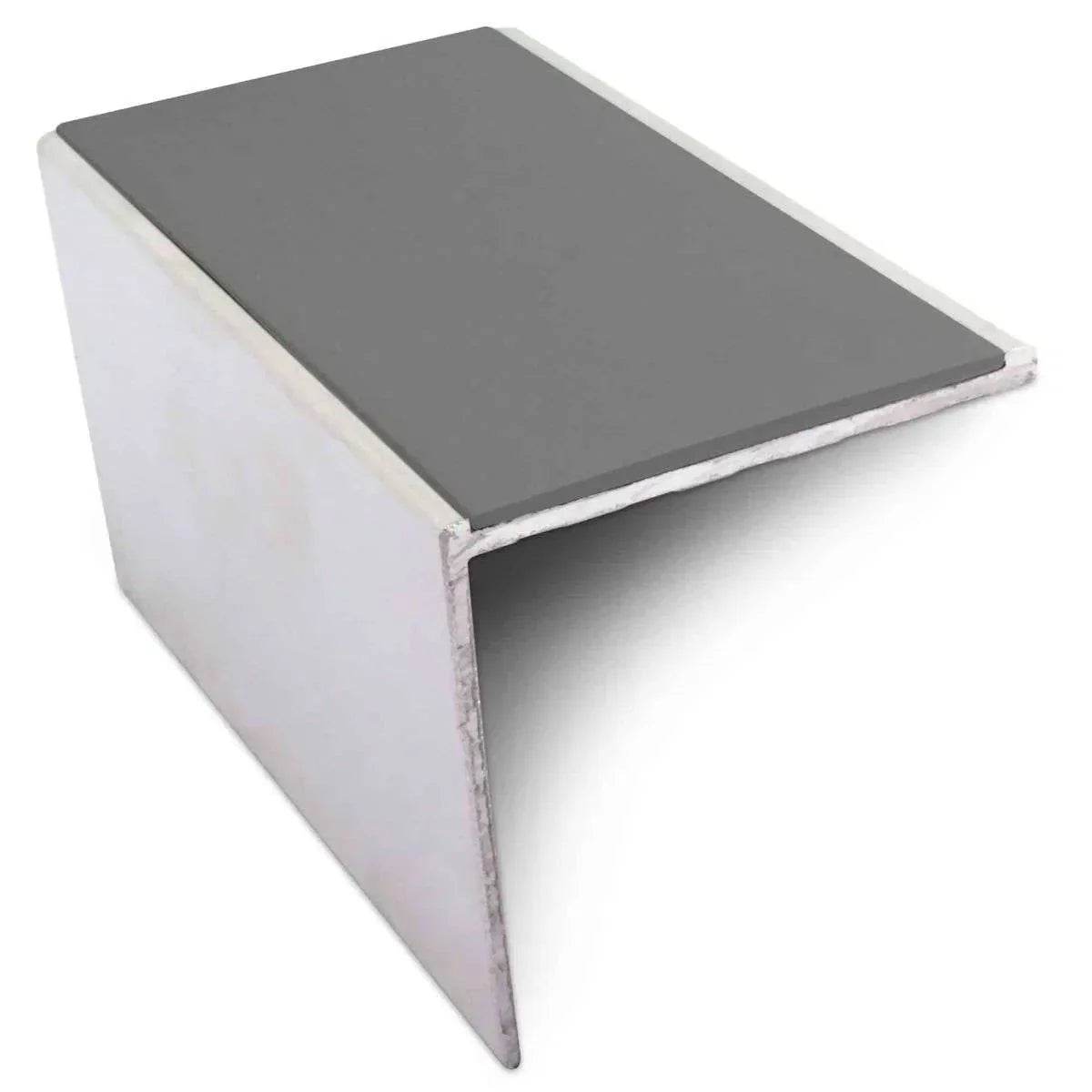  - NSL19 56 x 55mm DDA Compliant Aluminium Non Slip Stair Nosing Edge Trim With Pvc Insert - Aluminium
