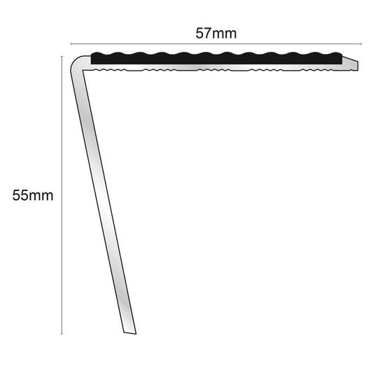  - NSL20 Tredsafe 57 x 55mm DDA Compliant Aluminium Non Slip Stair Nosing Edge Trim With Pvc Insert - 