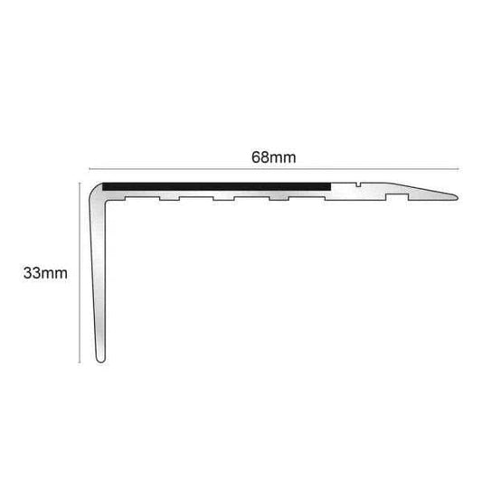  - NSL23 68 x 33mm Aluminium Non Slip Stair Nosing Edge Trim With Pvc Insert - 