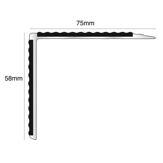  - NSL27 Tredsafe 75mm x 58mm DDA Compliant Aluminium Non Slip Stair Nosing Edge Trim With Pvc Insert - 