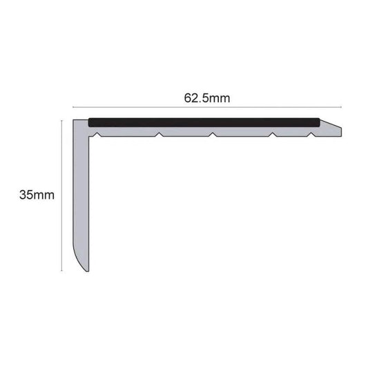  - NSP – 56 x 32.5mm Slimline Hard Nose PVC Tredsafe Non Slip Stair Nosing - Non Slip PVC