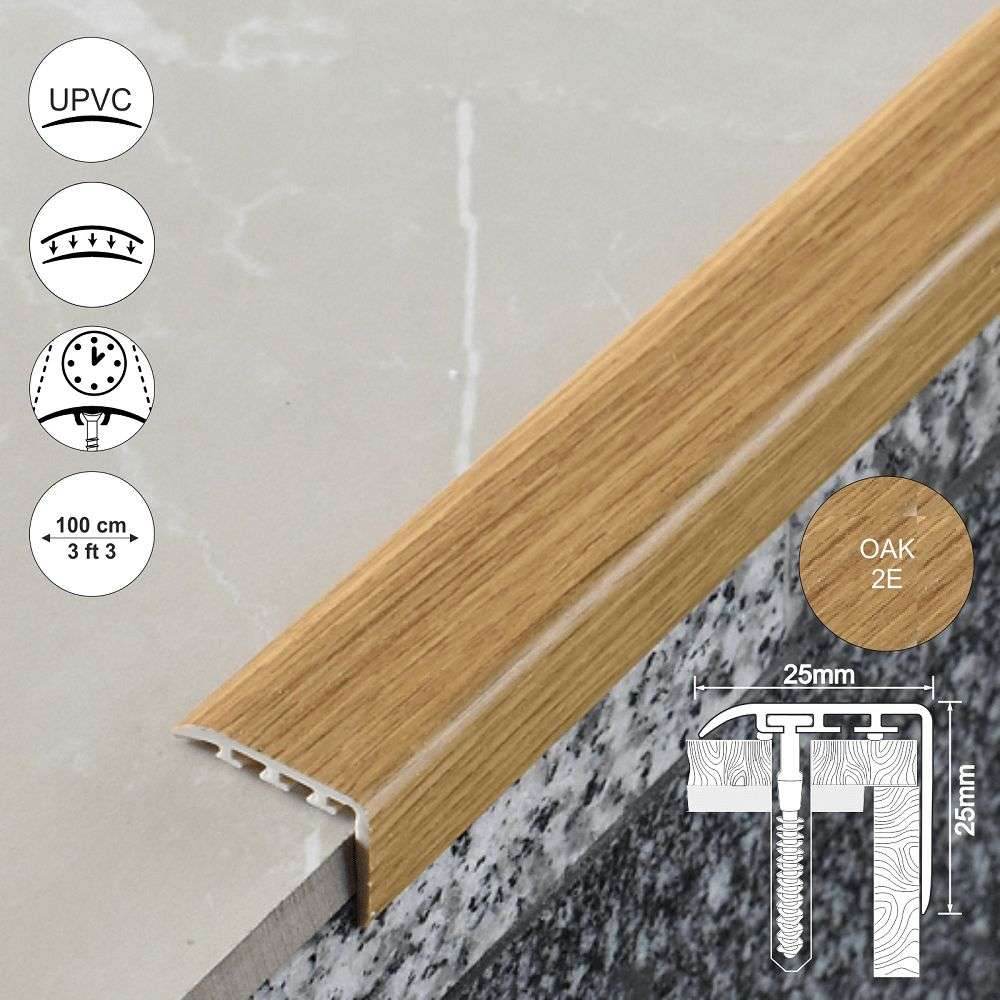  - D-K0300 PVC Wood Effect Stair Nosing Edge Trim 25x25mm - Stair Nosing