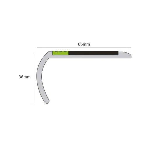 ASB 65x36mm Non-Slip Tredsafe PVC Stair Nosing - Slimline Aluminum - Inova Stair Nosings