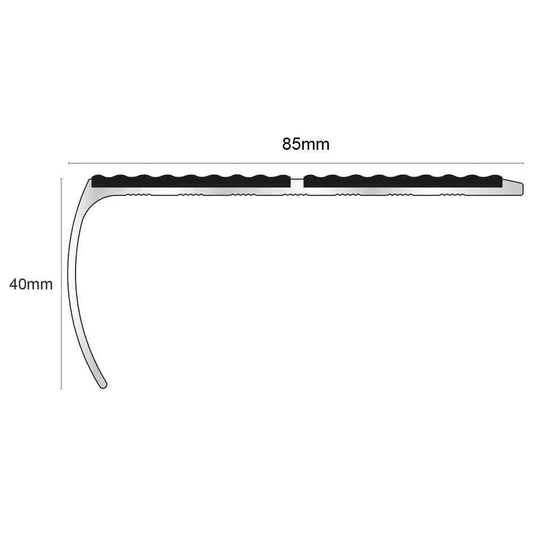  - NSL29 Tredsafe 87 x 40mm Aluminium Non Slip Stair Nosing Edge Trim With PVC Insert - 