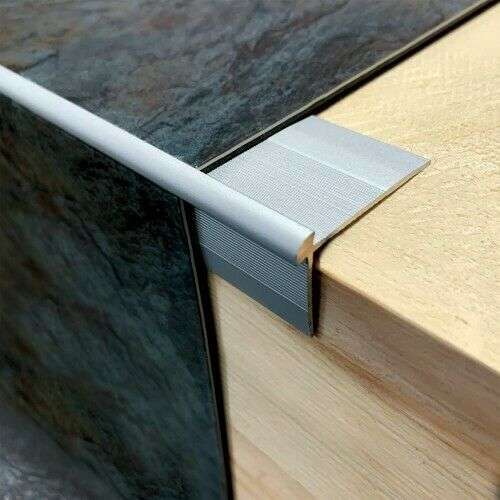 TVC -40 x 26mm Anodised Aluminium LVT Stair nosing Edge Profile For 3mm Flooring - Inova Stair Nosings