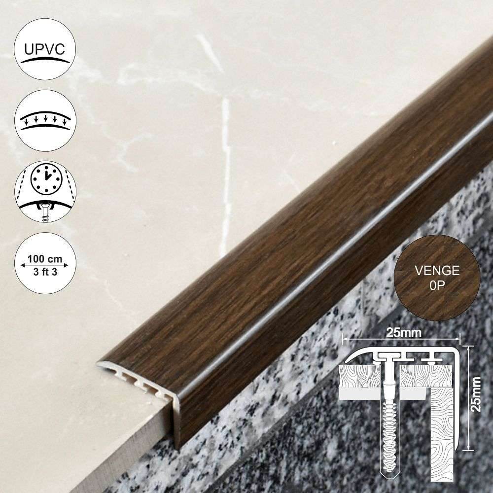  - D-K0300 PVC Wood Effect Stair Nosing Edge Trim 25x25mm - Stair Nosing