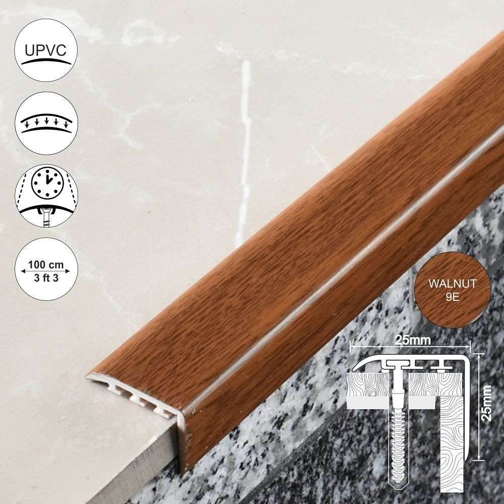  - D-K0300 PVC Wood Effect Stair Nosing Edge Trim 25x25mm - Stair Nosing