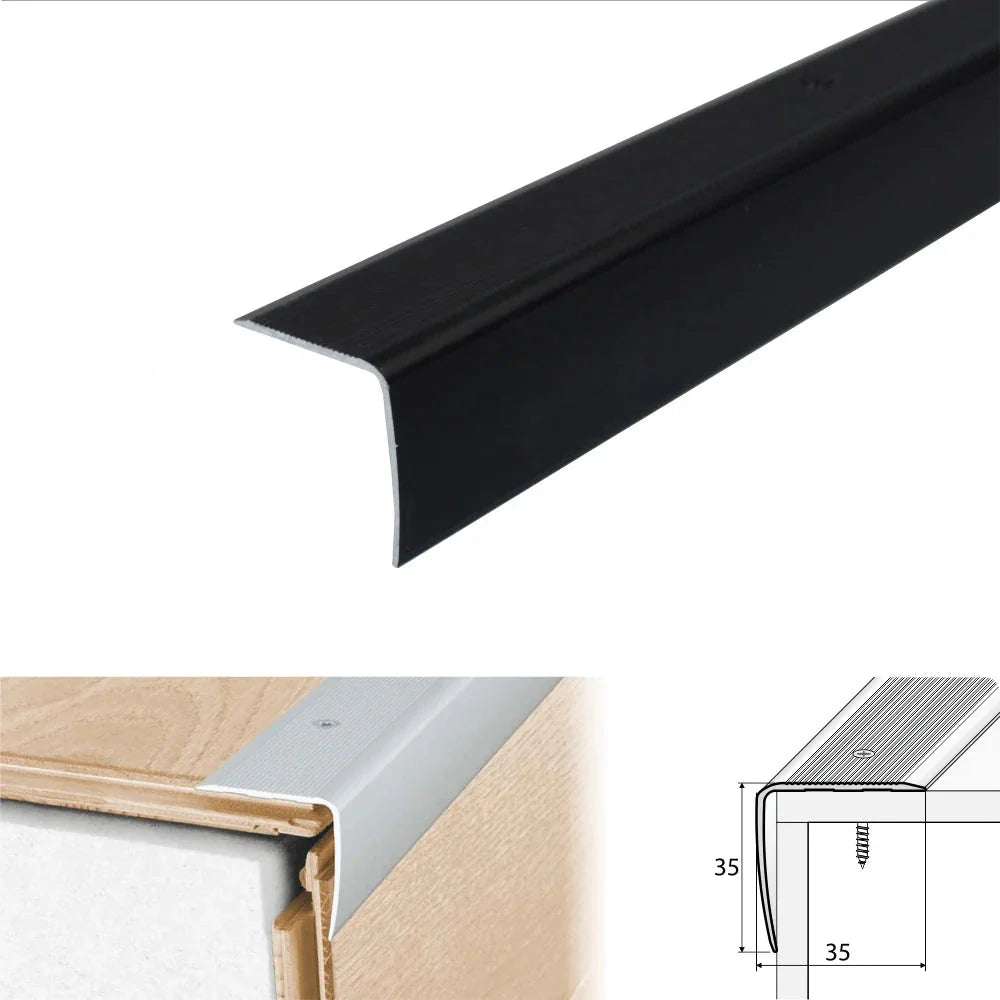A41 35 x 35mm Anodised Aluminium Non Slip Ribbed Treads Stair Nosing Edge Trim - Inova Stair Nosings