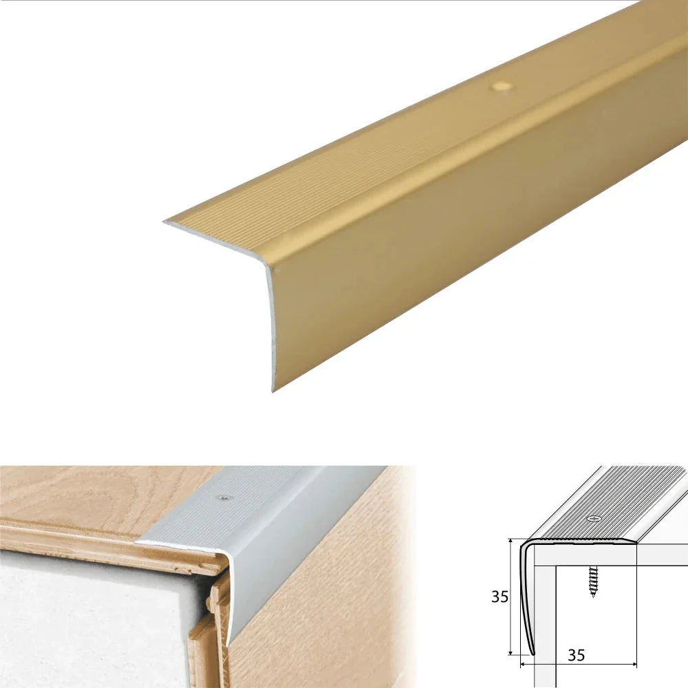 A41 35 x 35mm Anodised Aluminium Non Slip Ribbed Treads Stair Nosing Edge Trim - Inova Stair Nosings