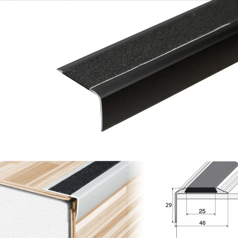 A44 41x26mm Anti-Slip Aluminium Stair Nosing with Grip Tape - Inova Stair Nosings