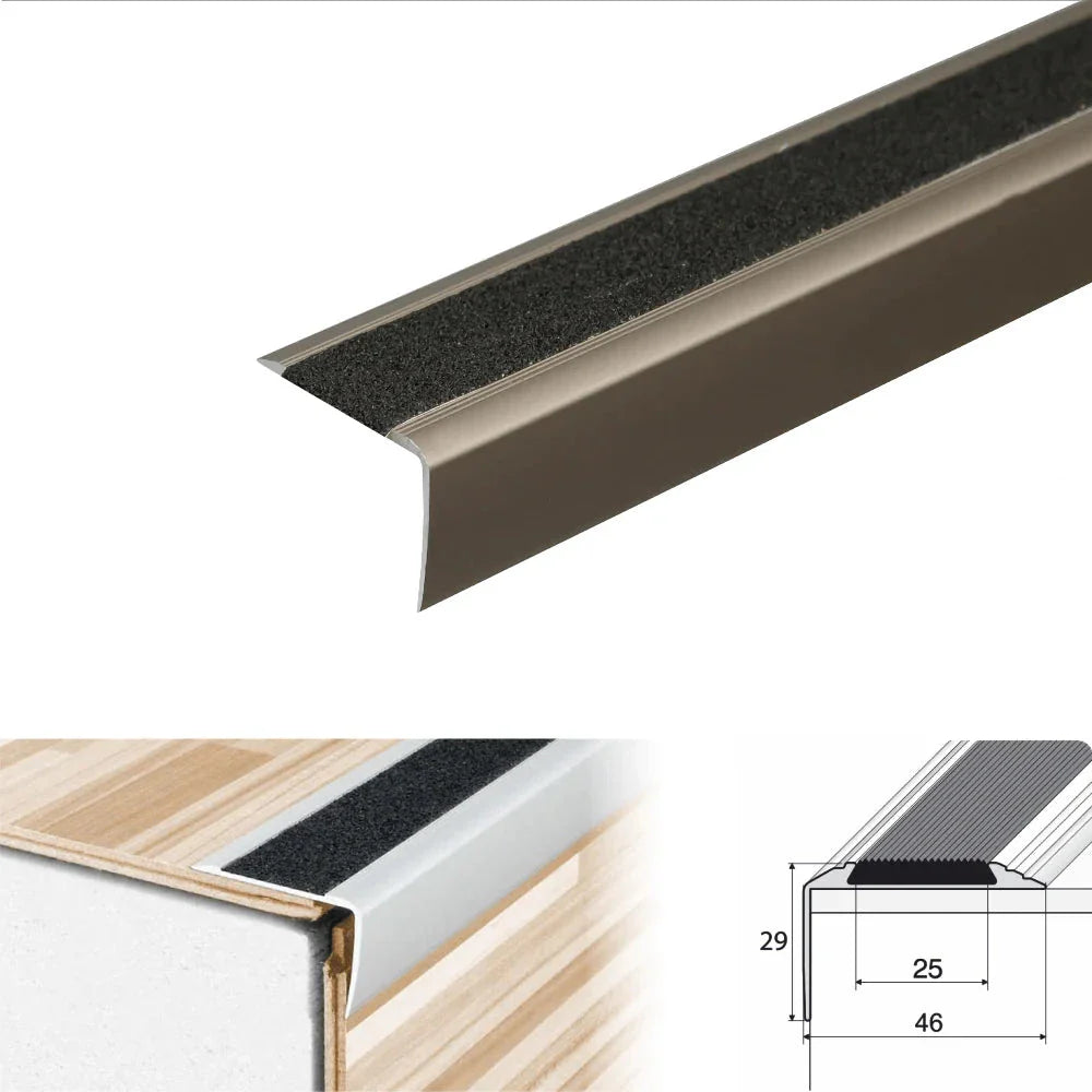 A44 41x26mm Anti-Slip Aluminium Stair Nosing with Grip Tape - Inova Stair Nosings