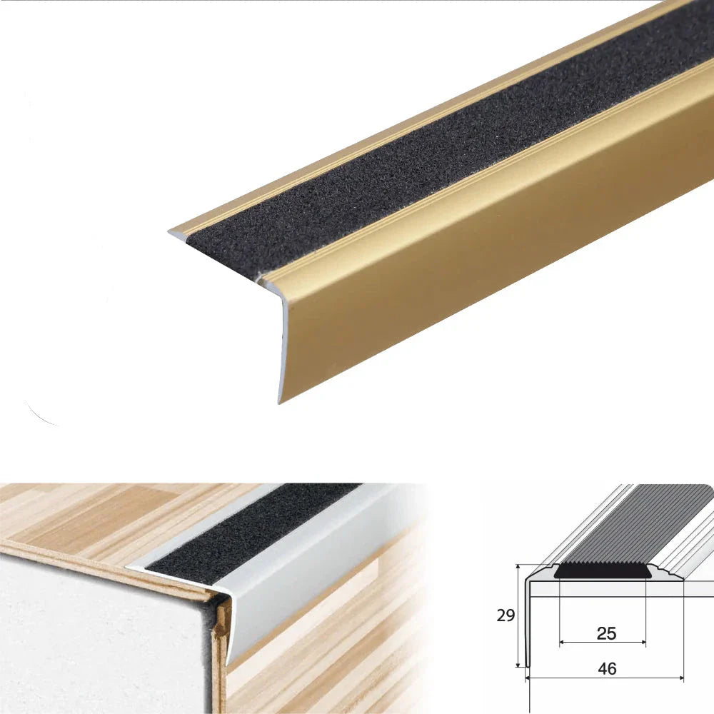 A44 41x26mm Anti-Slip Aluminium Stair Nosing with Grip Tape - Inova Stair Nosings