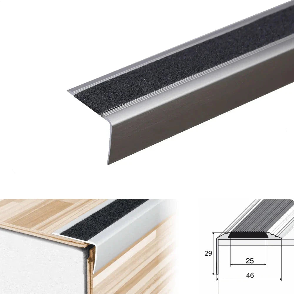 A44 41x26mm Anti-Slip Aluminium Stair Nosing with Grip Tape - Inova Stair Nosings