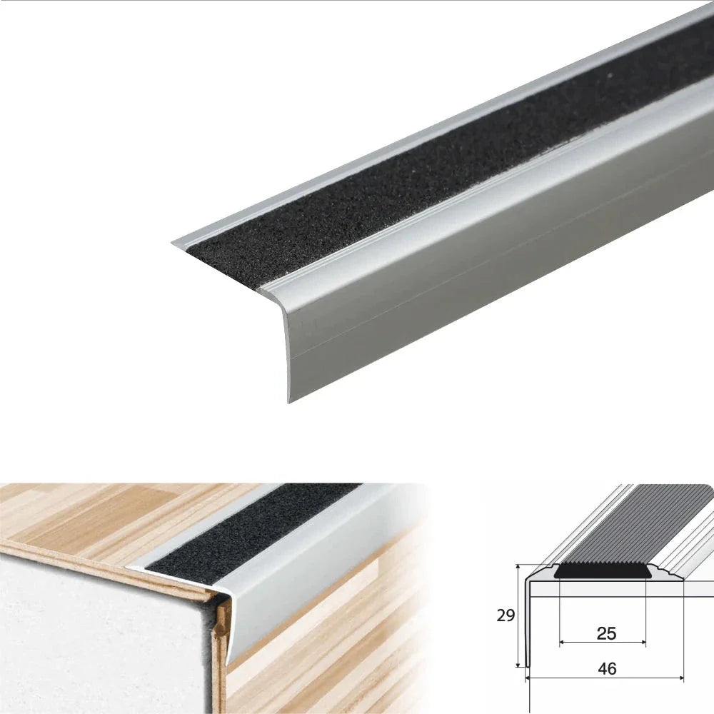 A44 41x26mm Anti-Slip Aluminium Stair Nosing with Grip Tape - Inova Stair Nosings