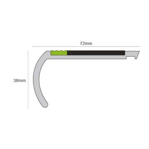  - AHB 72x38mm Tredsafe Aluminator® Heavy-Duty PVC Stair Nosing - Stair Nosing