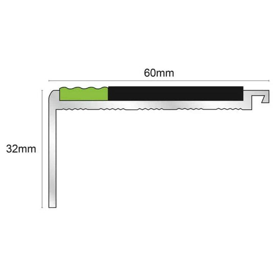  - 60x32mm AHD05 Non-Slip Tredsafe Stair Nosing Trim - Stair Nosing
