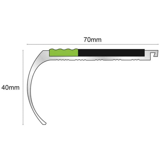  - AHD07 Non-Slip Tredsafe Stair Nosing 70x40mm - Stair Nosing