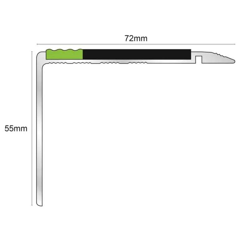  - 72 x 55mm AHD22 Non-Slip Tredsafe DDA Compliant Stair Nosing - Stair Nosing