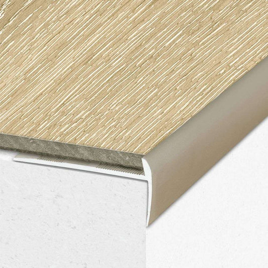 C27 44 x 20.5mm Anodised Aluminium LVT Stair nosing Edge Profile For 5mm Flooring - Inova Stair Nosings