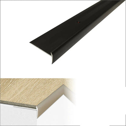 C27 44 x 20.5mm Anodised Aluminium LVT Stair nosing Edge Profile For 5mm Flooring - Inova Stair Nosings