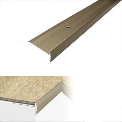 C27 44 x 20.5mm Anodised Aluminium LVT Stair nosing Edge Profile For 5mm Flooring - Inova Stair Nosings