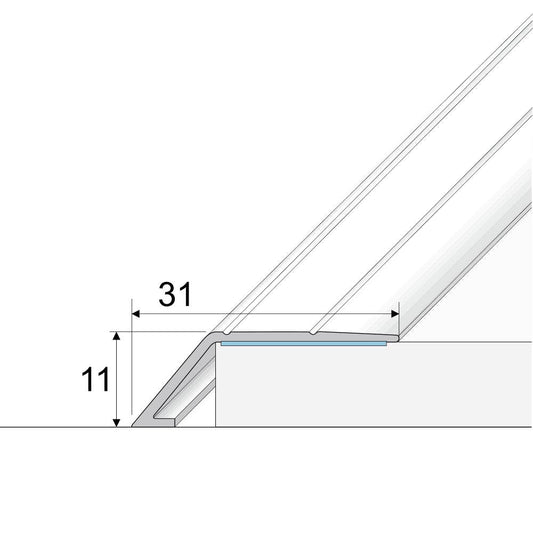  - A45 Aluminium Wood Effect Self Adhesive Door Threshold Ramp Profile - Ramp profile
