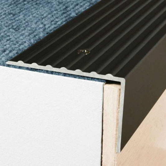 A32 65 x 42mm Anodised Aluminium Non Slip Ribbed Treads Stair Nosing Edge Trim - Inova Stair Nosings