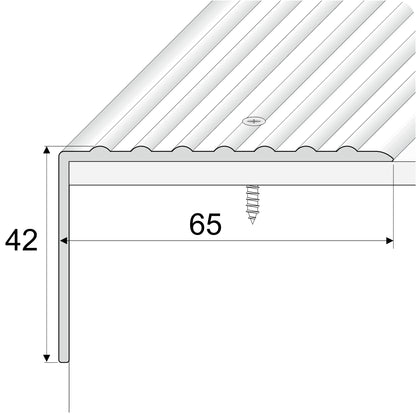 A32 65 x 42mm Anodised Aluminium Non Slip Ribbed Treads Stair Nosing Edge Trim - Inova Stair Nosings