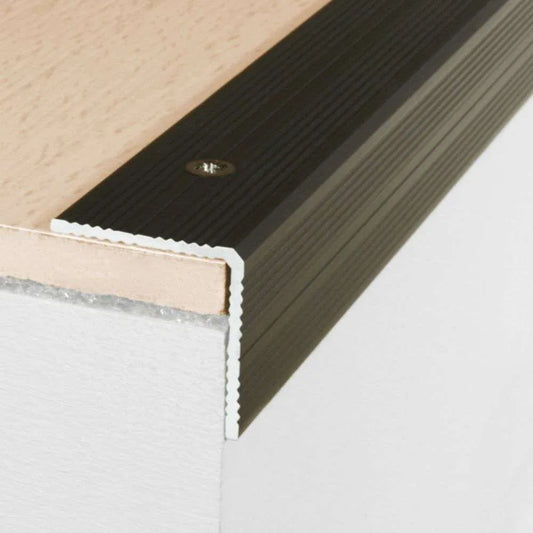 A40 25 x 25mm Anodised Aluminium Non Slip Ribbed Treads Stair Nosing Edge Trim - Inova Stair Nosings