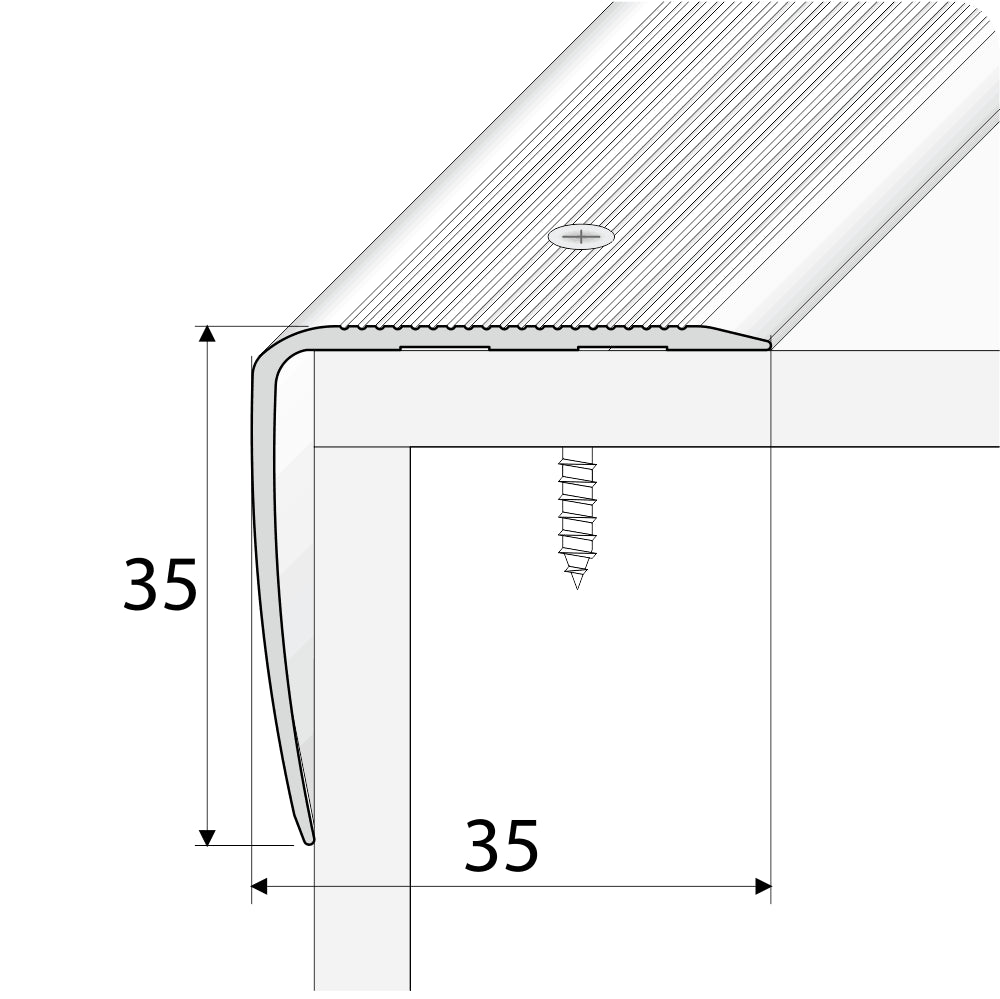 A41 35 x 35mm Anodised Aluminium Non Slip Ribbed Treads Stair Nosing Edge Trim - Inova Stair Nosings