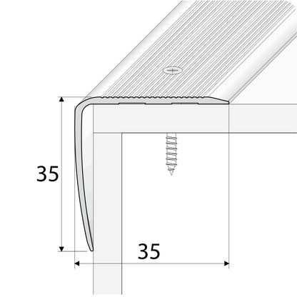 A41 35 x 35mm Anodised Aluminium Non Slip Ribbed Treads Stair Nosing Edge Trim - Inova Stair Nosings