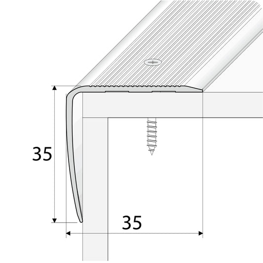 A41 35 x 35mm Anodised Aluminium Non Slip Ribbed Treads Stair Nosing Edge Trim - Inova Stair Nosings