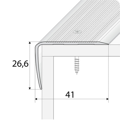 A42 Aluminium Non Slip Stair Nosing Edge Trim 41x26.6mm - Inova Stair Nosings