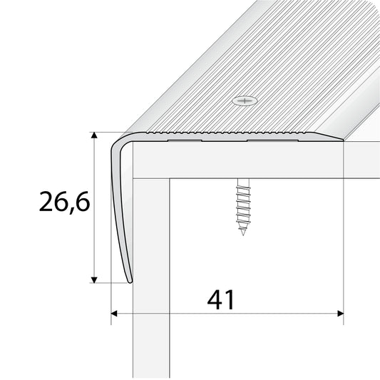 A42 Aluminium Non Slip Stair Nosing Edge Trim 41x26.6mm - Inova Stair Nosings