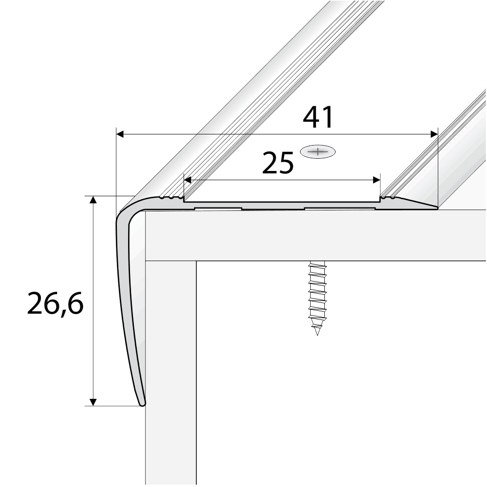 A44 41x26mm Anti-Slip Aluminium Stair Nosing with Grip Tape - Inova Stair Nosings