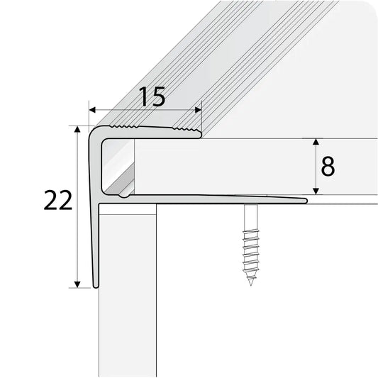A60 15 x 22mm Push-In Aluminium Wood Effect Stair Nosing Edge Trim - Inova Stair Nosings