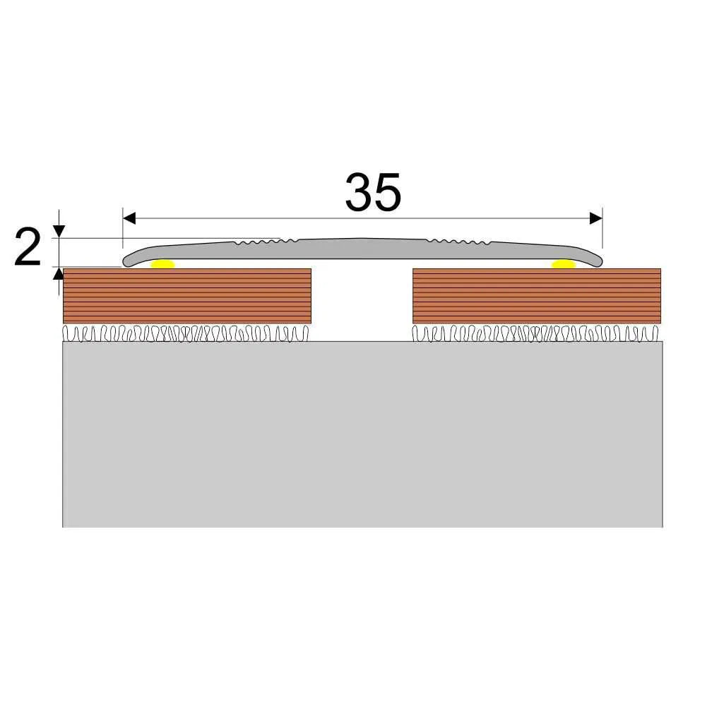 A08 Aluminium Wood Effect Flat Self Adhesive Door Threshold Strip - Inova Stair Nosings