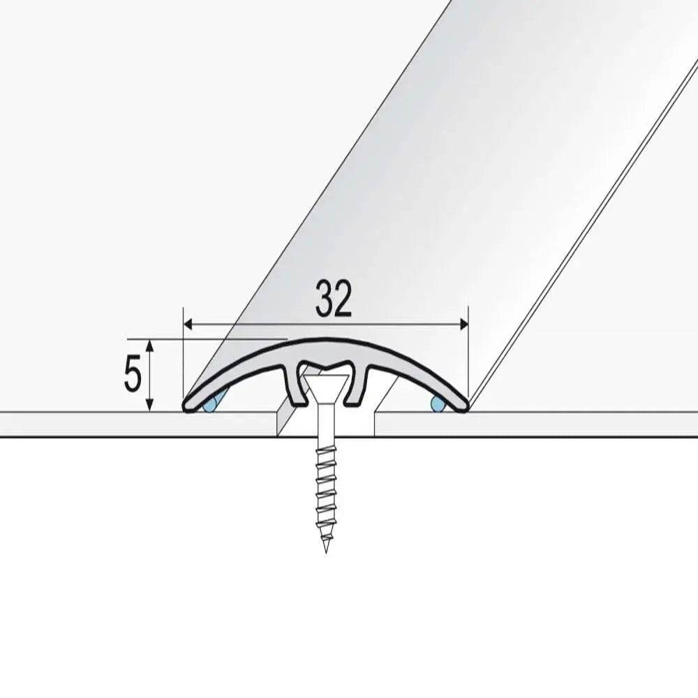  - A66 32mm Aluminium Wood Effect Door Threshold Strip - Aluminium