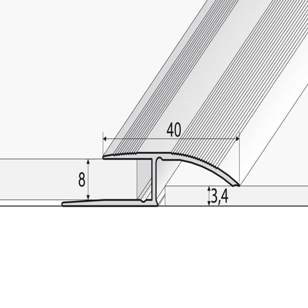  - A62 40mm Aluminium Wood Effect Door Threshold Ramp Profile - Ramp profile