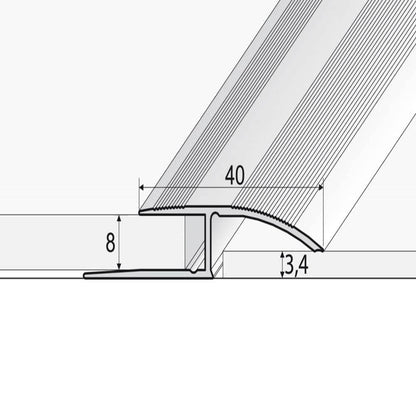  - A62 40mm Aluminium Wood Effect Door Threshold Ramp Profile - Ramp profile