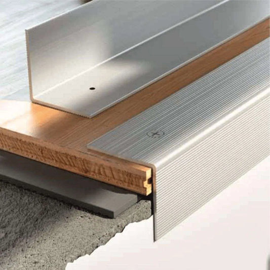 S04 30 x 30mm Anodised Aluminium Self Adhesive Non Slip Ribbed Treads Stair Nosing Edge Trim - Inova Stair Nosings