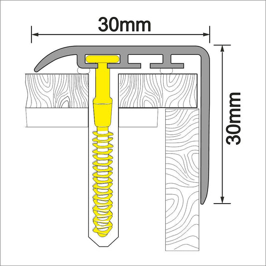  - D-K0200 PVC Wood Effect Stair Nosing Trim 30x30mm - Stair Nosing