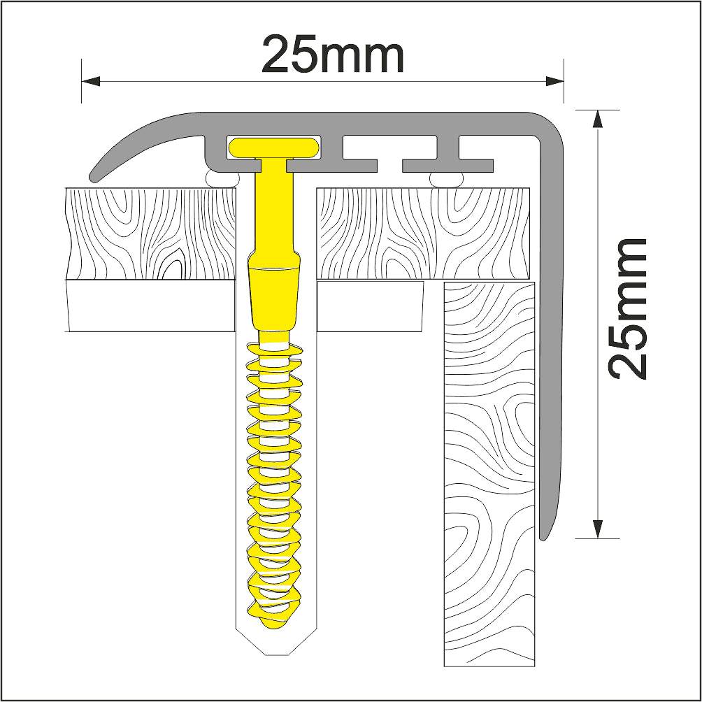  - D-K0300 PVC Wood Effect Stair Nosing Edge Trim 25x25mm - Stair Nosing