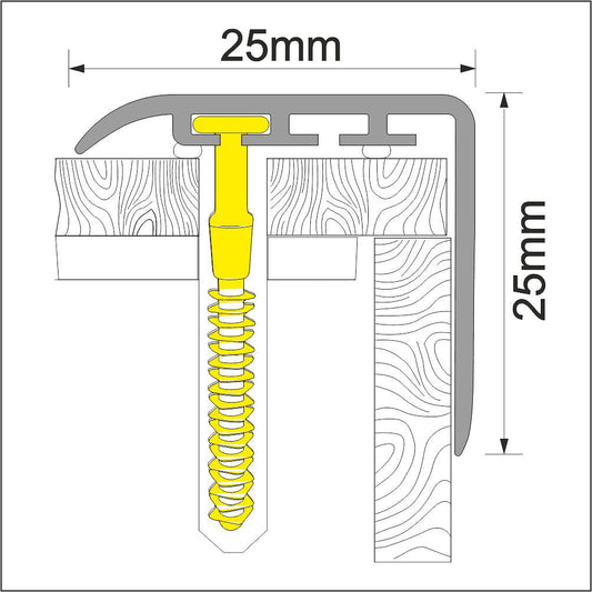  - D-K0300 PVC Wood Effect Stair Nosing Edge Trim 25x25mm - Stair Nosing