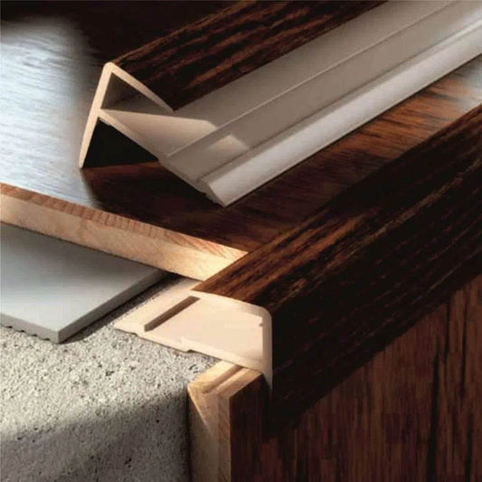  - 16 x 25mm D-K0600 Push-In PVC Wood Effect Stair Nosing Trim - Stair Nosing