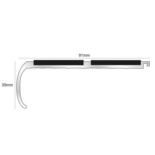  - NHD13 Non-Slip Stair Nosing, 91 x 35mm - Stair Nosing
