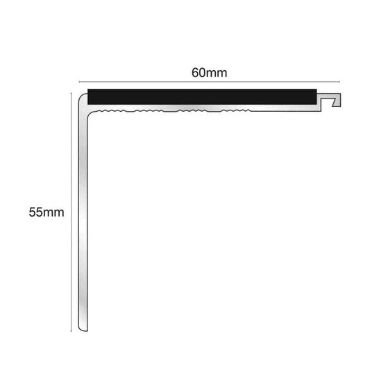  - 60 x 55mm NHD17 Non-Slip Stair Nosing Trim - Stair Nosing