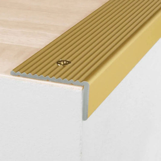 Anodised Aluminium Non Slip Ribbed Treads Stair Nosing Edge Trim 40 x 20mm - Inova Stair Nosings